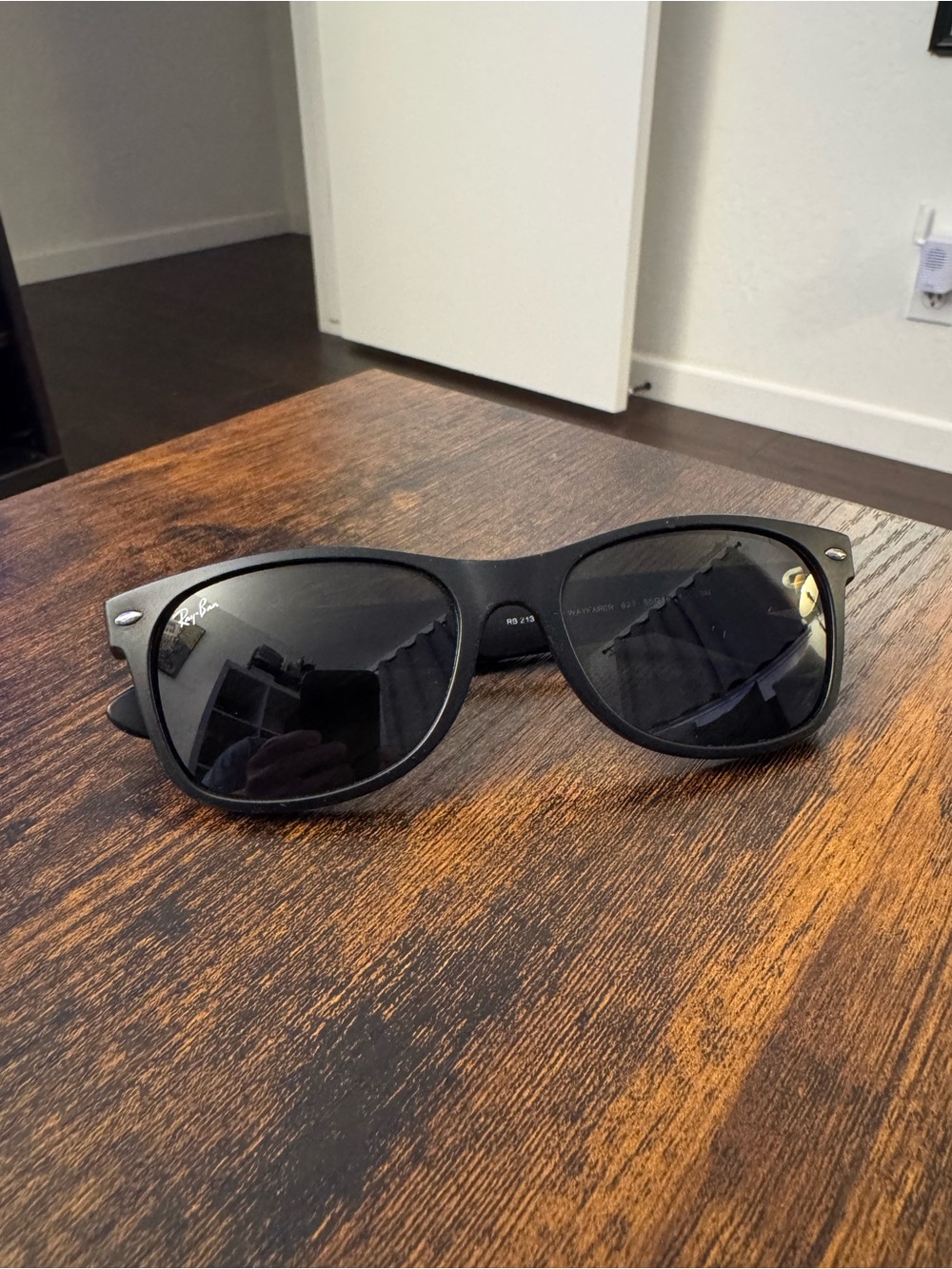 Ray-Ban Matte Black Sunglasses with Dark Lenses New Wayfarer 2132